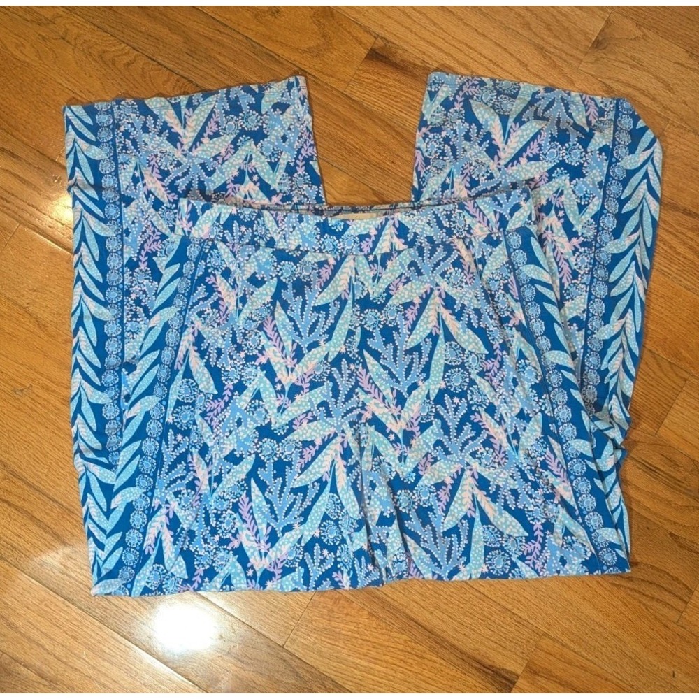 Lilly Pulitzer Allena Knit Palazzo Pants Barton Blue Star Gazing Size L